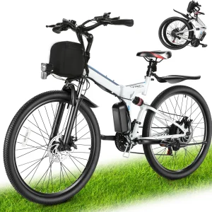 26" Folding Electric Bike 20MPH Removable Battery, Up to 50Miles Range, Cruise Control