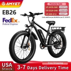 AMYET Electric Bike  26" Fat Tire Mountain Bike 31mph