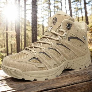 Men Ankle High Hiking Boots, Non-Slip, Waterproof Mountaineering Shoes